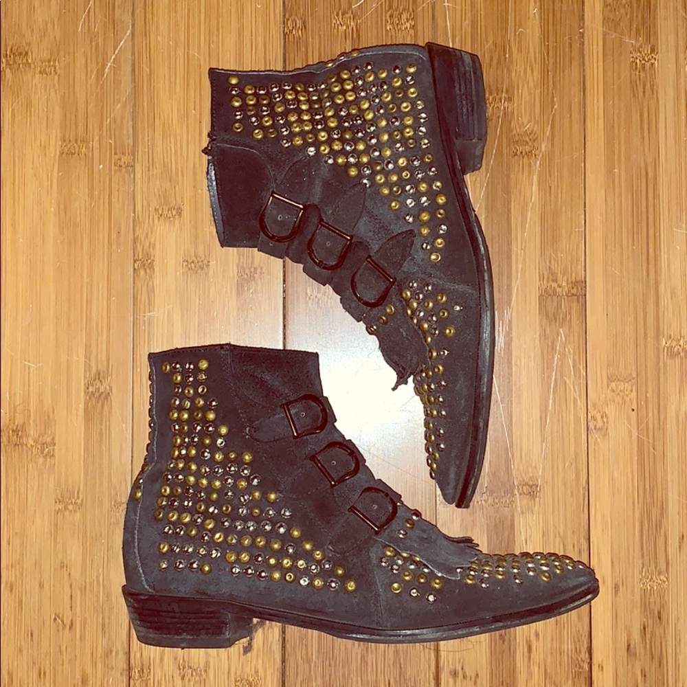 Sexy booties with studs all over.